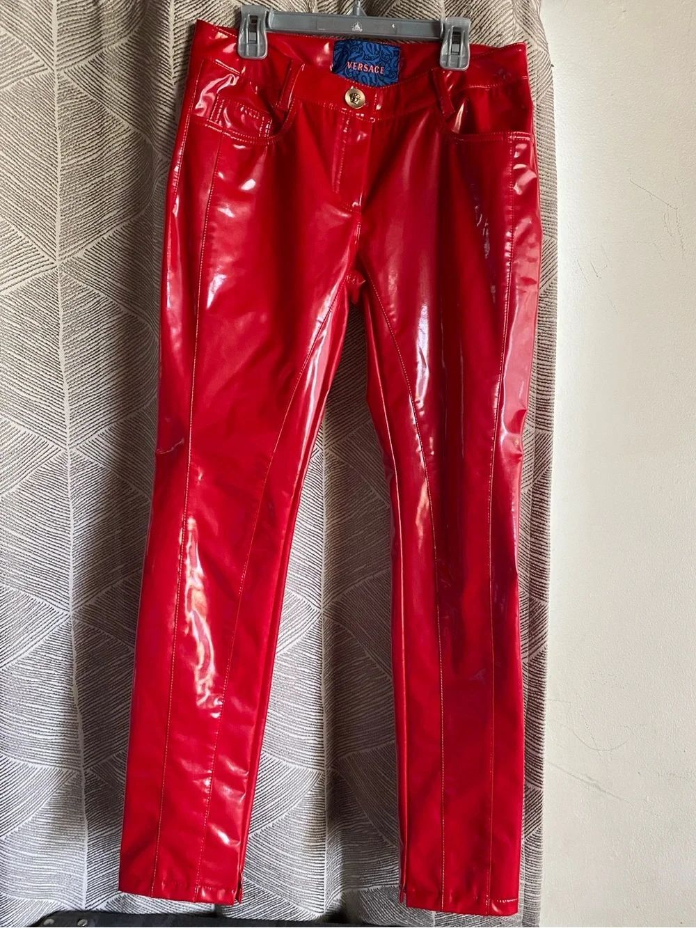 Versace Red Patent Skinny Jeans Sz 27